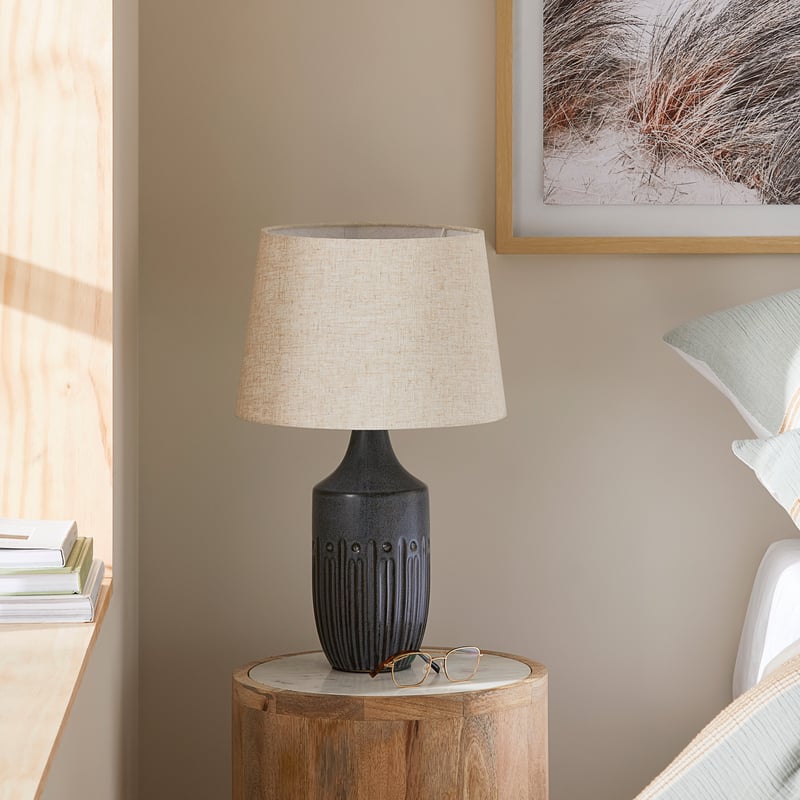 Inca  Charcoal & Linen Table Light
