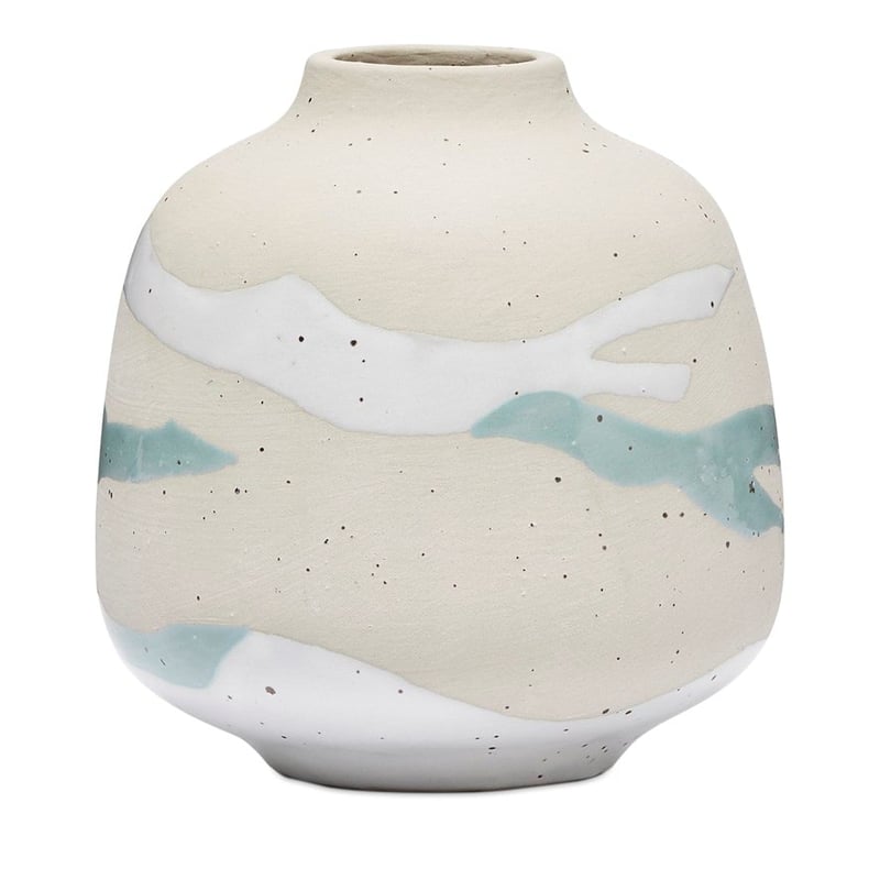 Takuya Teal & White Small Ripple Vase