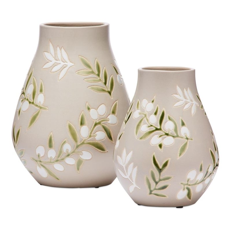 Olive Beige & Green Vase