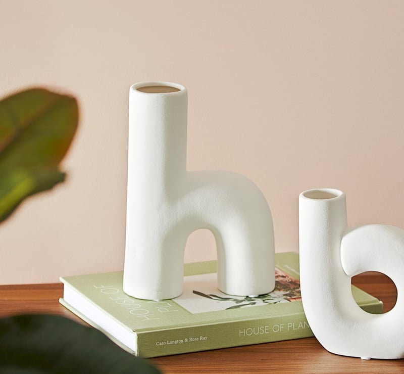 Pipe White H Shape Vase