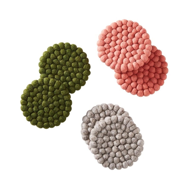 Heena Khaki Wool Coasters Pack of 2