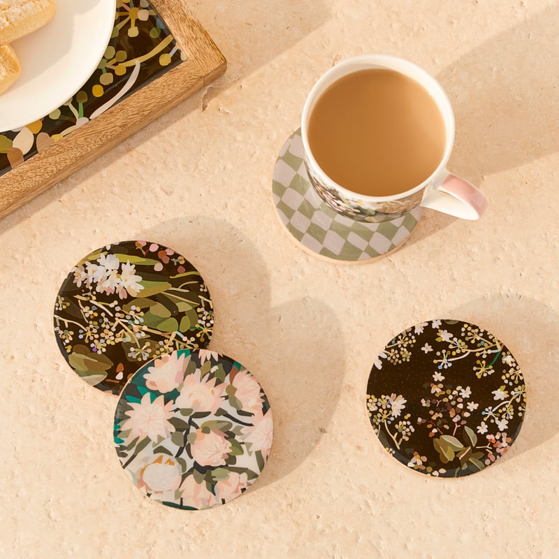 Kimmy Hogan Gathered Mixed Timber Coasters Pack of 4