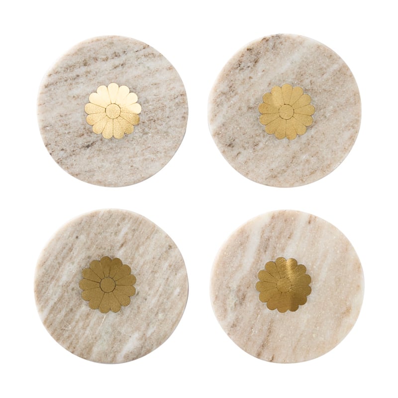 Daisy Marble Natural & Gold Coasters Pack of 4