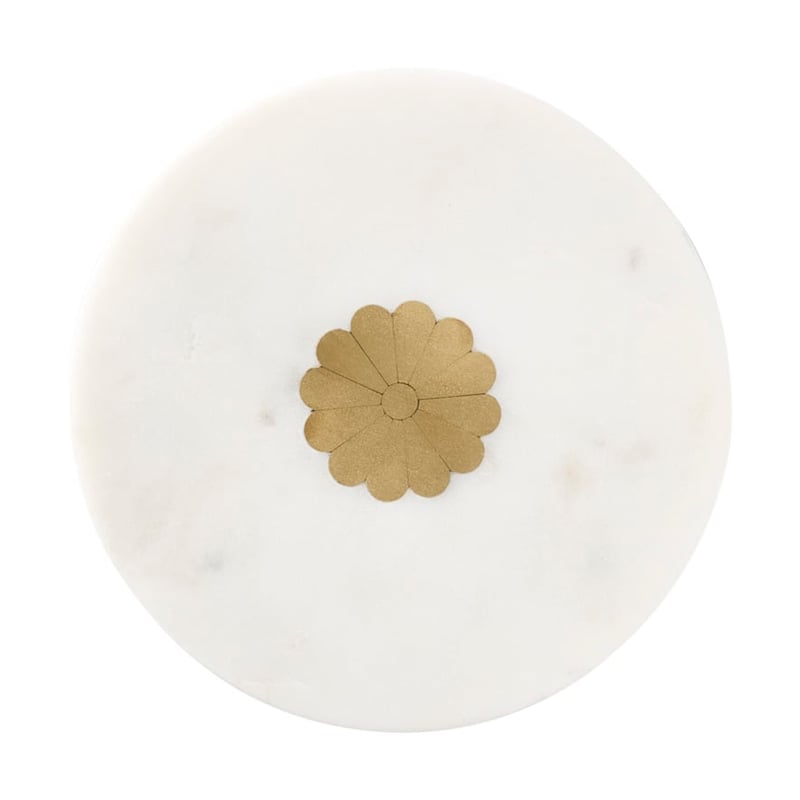 Daisy Marble White & Gold Trivet