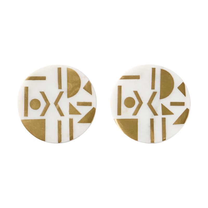 Aztec Marble White & Gold Coasters Pack of 2