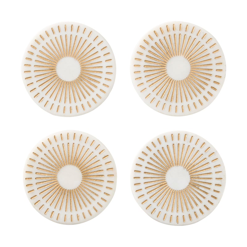 Mediterranean White & Gold Marble Astro Coasters Pack of 4