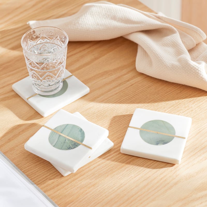 Gelato White & Green Marble Coasters Pack of 4