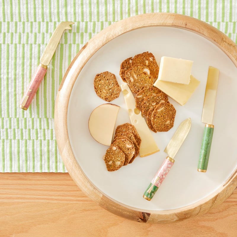 Tiffany Pink & Green Gold Cheese Set