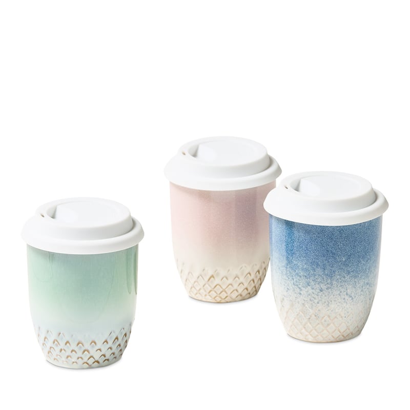 Clear Skies Pink Ceramic Travel Mug