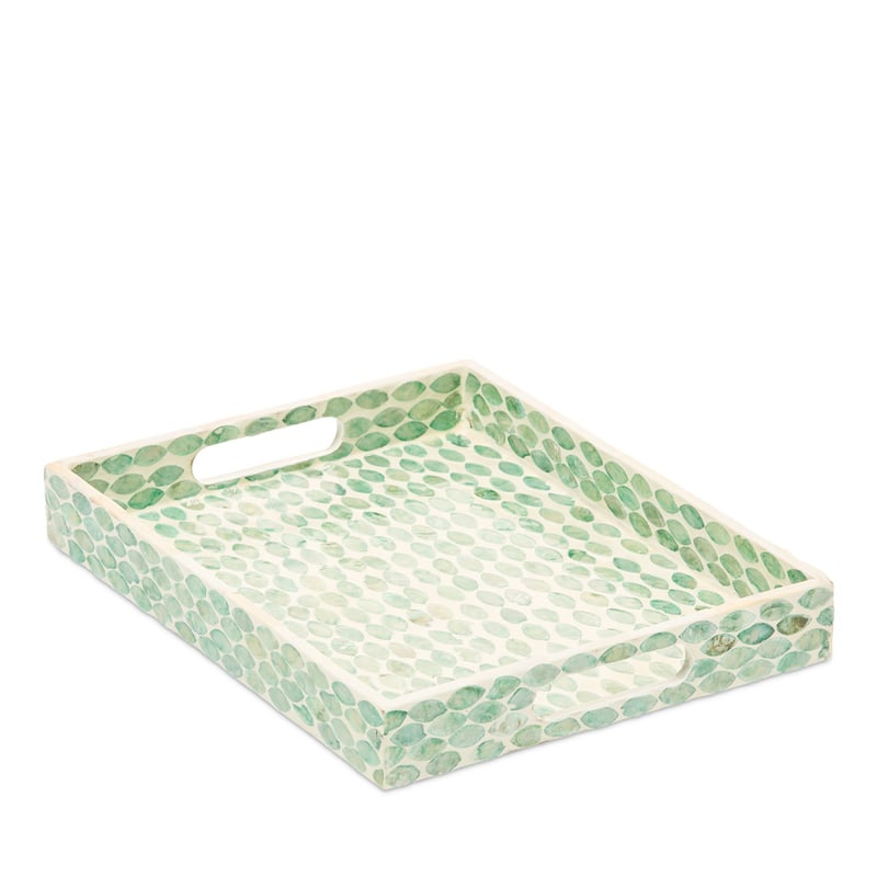 Sicily Capiz Green Leaves Rectangular Tray