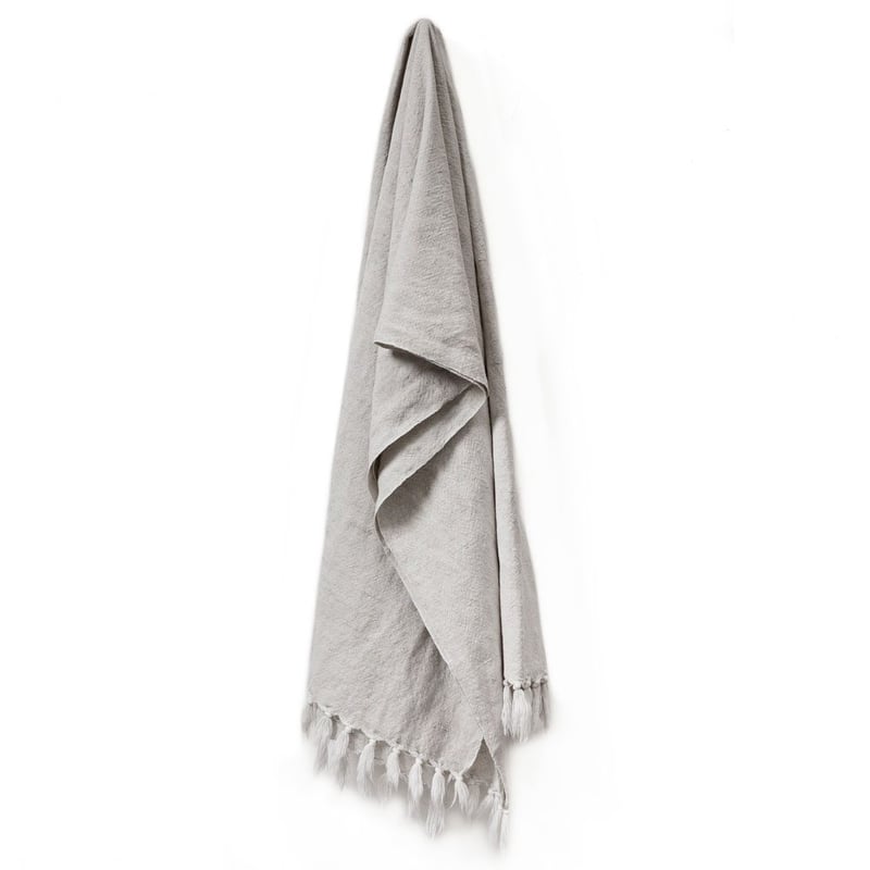 Vintage Washed Linen Cotton Silver Chambray Throw