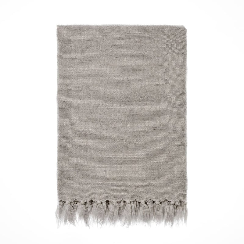 Vintage Washed Linen Cotton Silver Chambray Throw