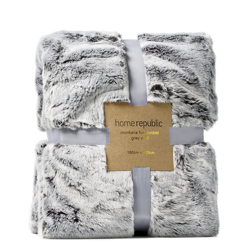 Montana Fur Grey Wolf Blanket