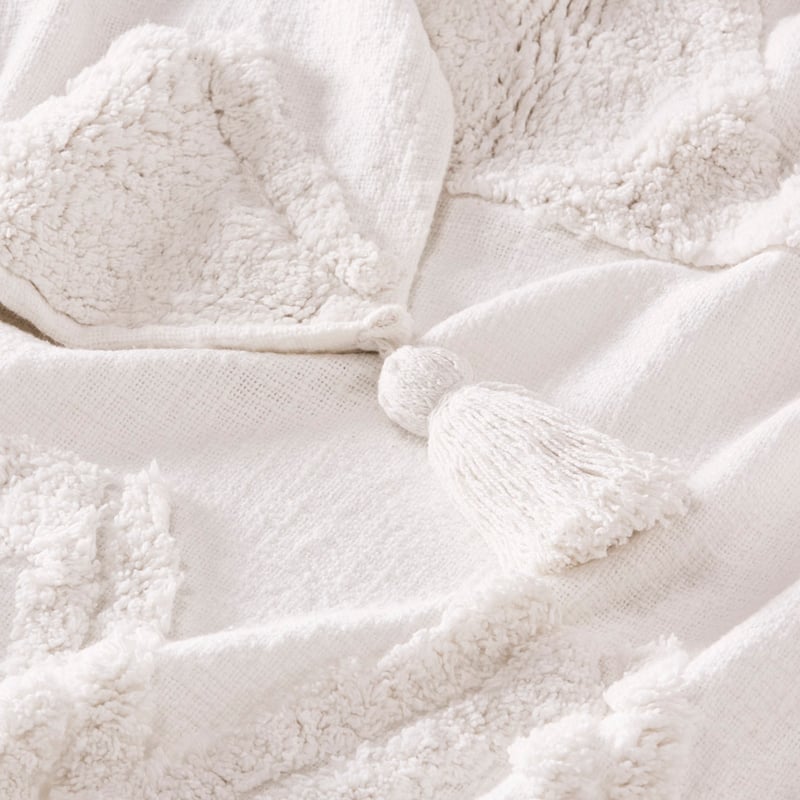 Skyler White Tufted Throw