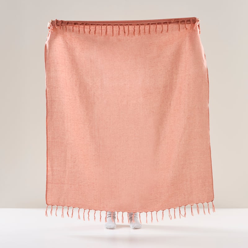 Iris Dusty Rose Linen & Cotton Throw