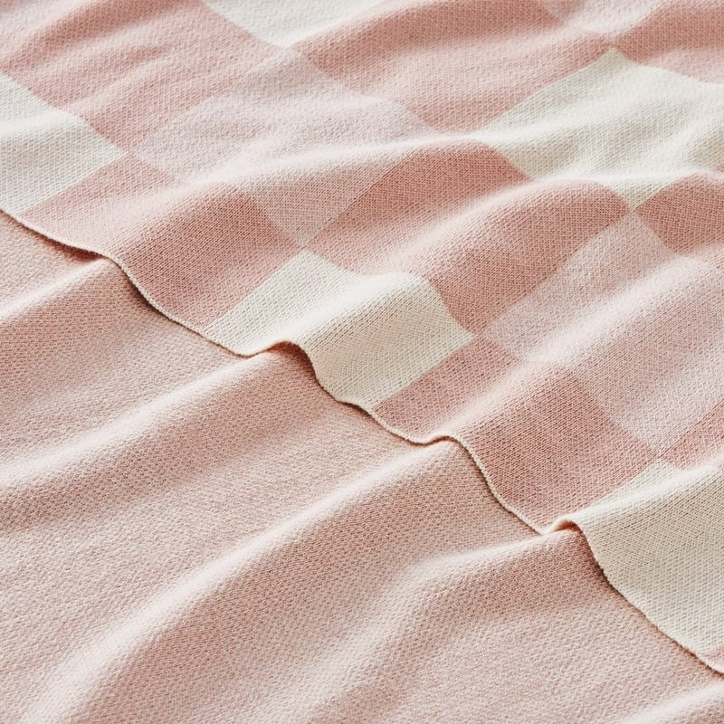 Baxter Blush & Natural Check Knitted Throw