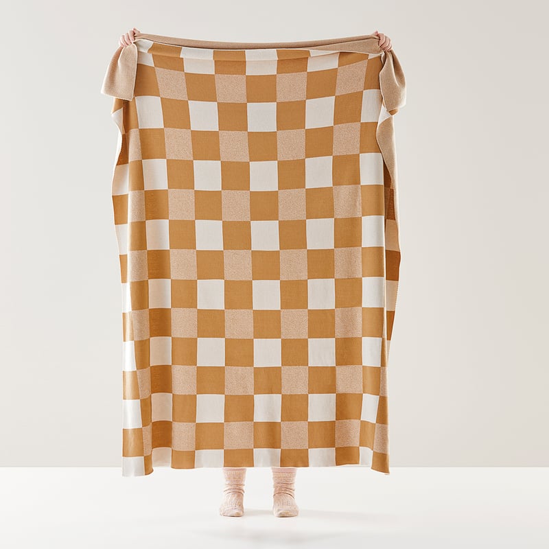 Baxter Tobbaco & Natural Check Knitted Throw