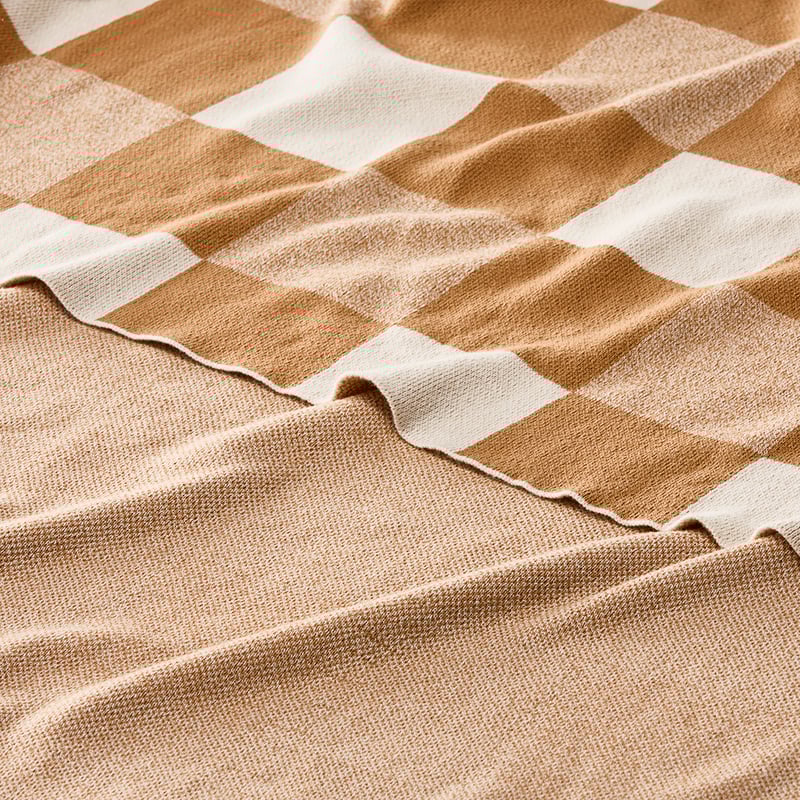 Baxter Tobbaco & Natural Check Knitted Throw