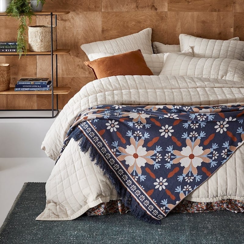 Welcome Home Blue Knitted Throw