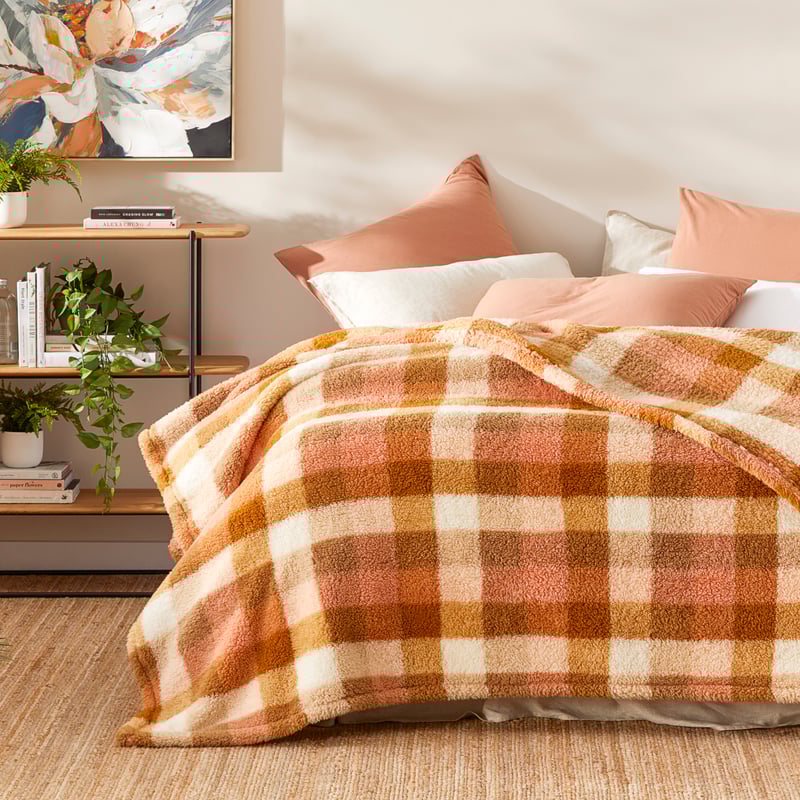 Sherpa Earth print blanket