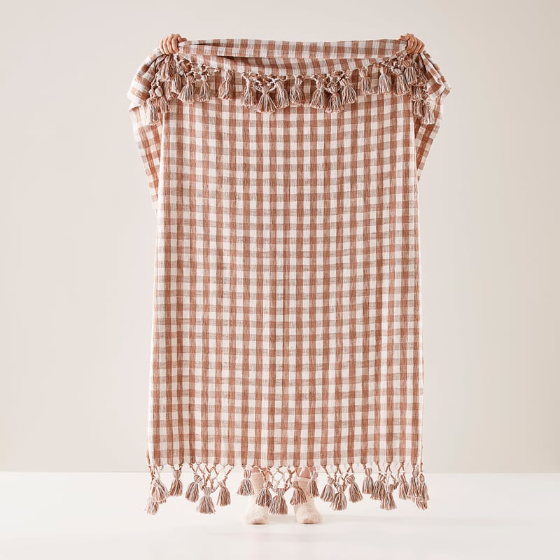 Zola Desert Sand & White Throw
