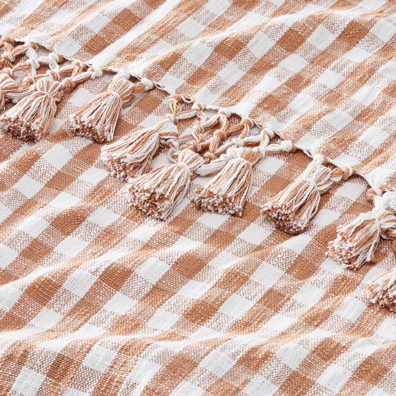 Zola Desert Sand & White Throw
