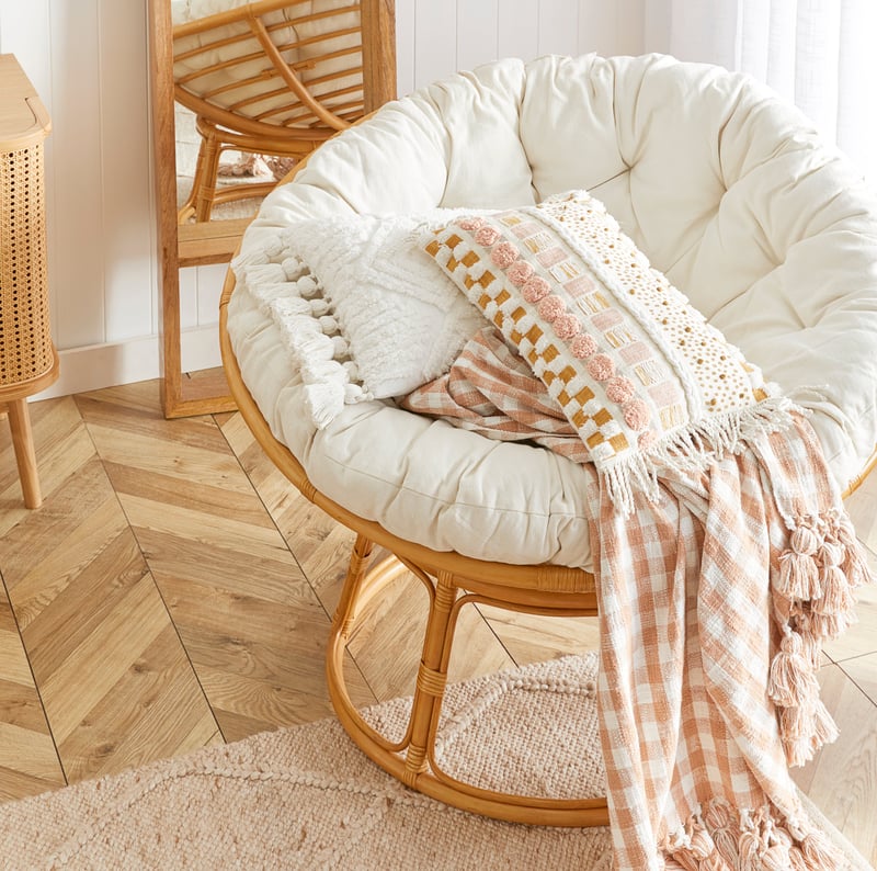 Zola Desert Sand & White Throw