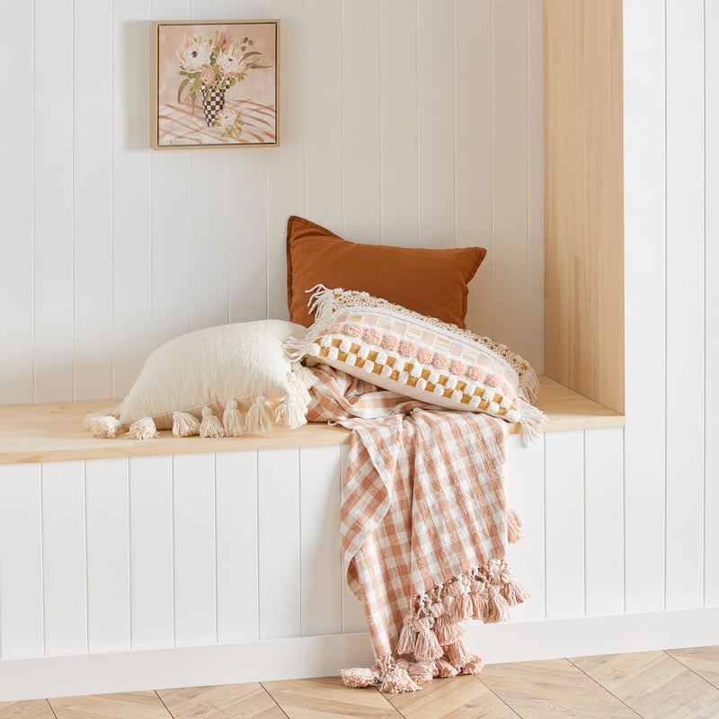 Zola Desert Sand & White Throw
