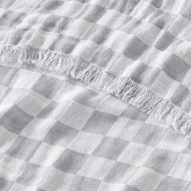 Elora Denim & White Check Linen Throw