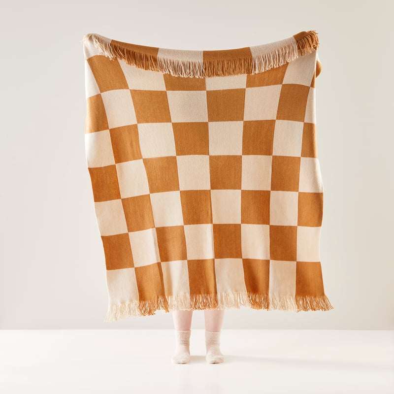 Evie Tan & Natural Check Throw