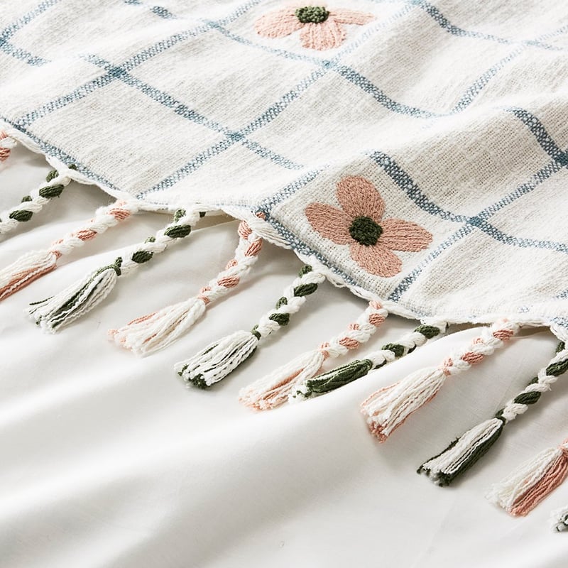 Daisy  White & Pink Check Blanket