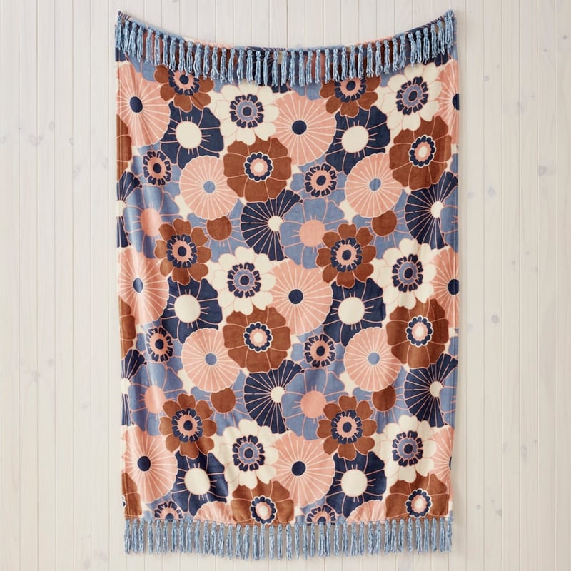 Aspen Keira Floral Fleece Tassel Print Throw