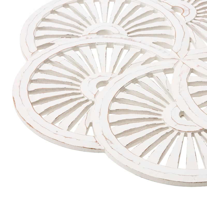 Lotus White Round Wall Art