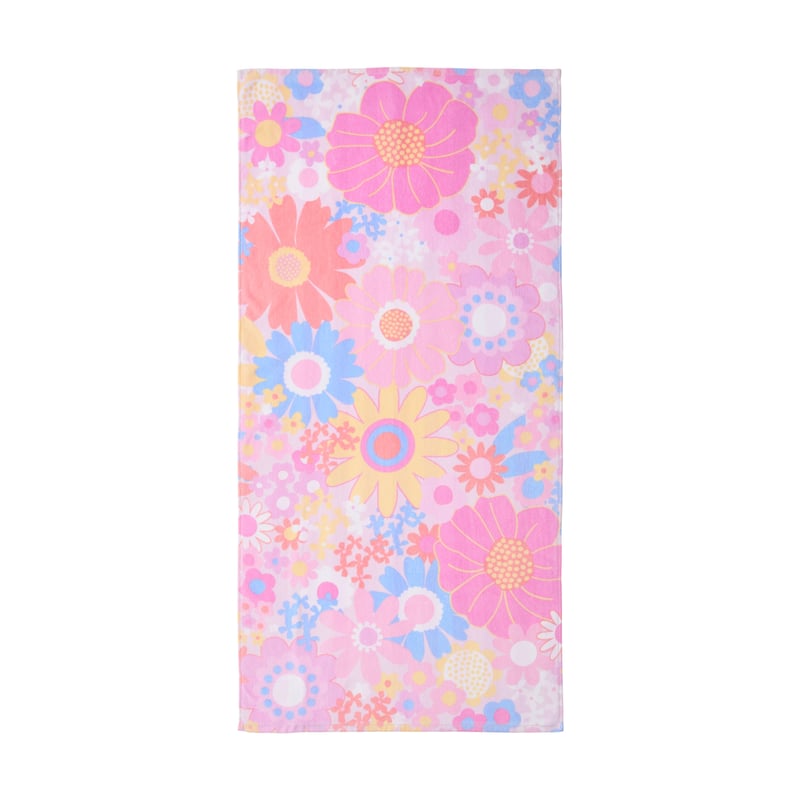 Kids Retro Floral Printed Beach Towel