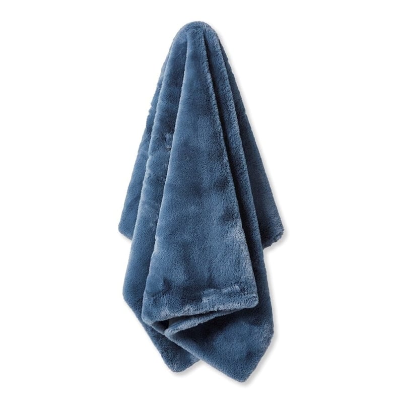 Faux Rabbit Midnight Blue Fur Throw