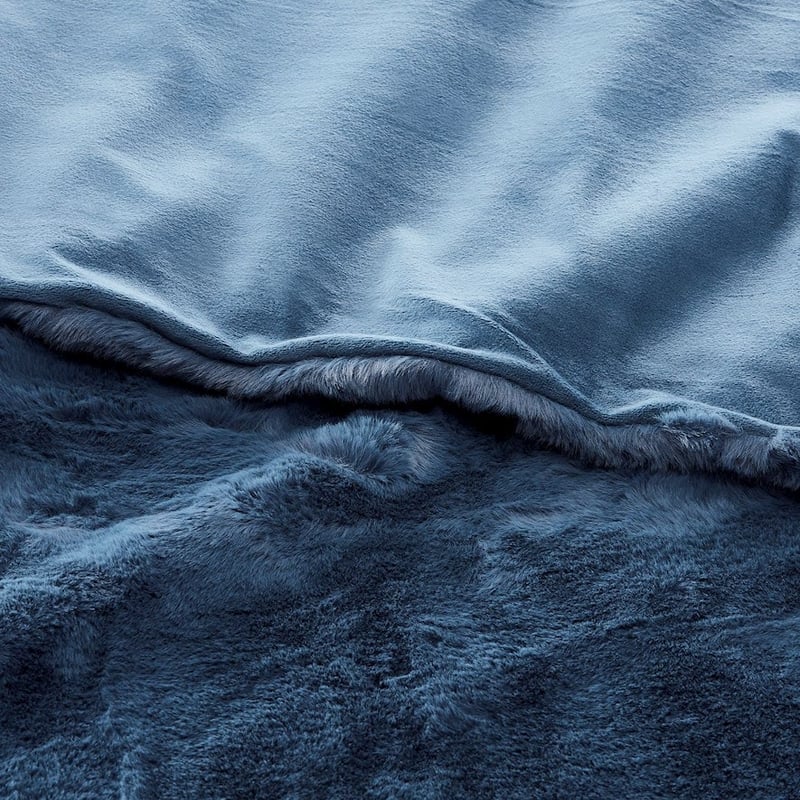 Faux Rabbit Midnight Blue Fur Throw