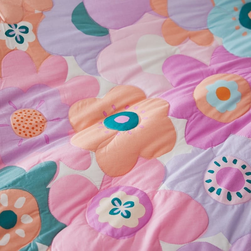 Poppy Floral Quilted Cot Quilt Cover Set
