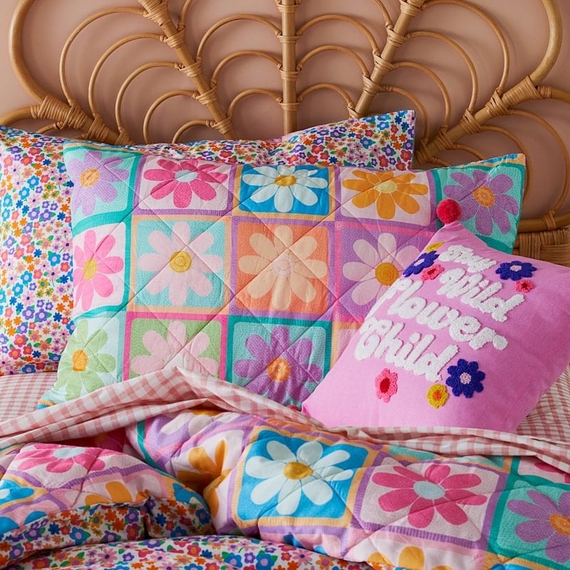 Retro Daisy Multi Quilted Quilt Cover Set