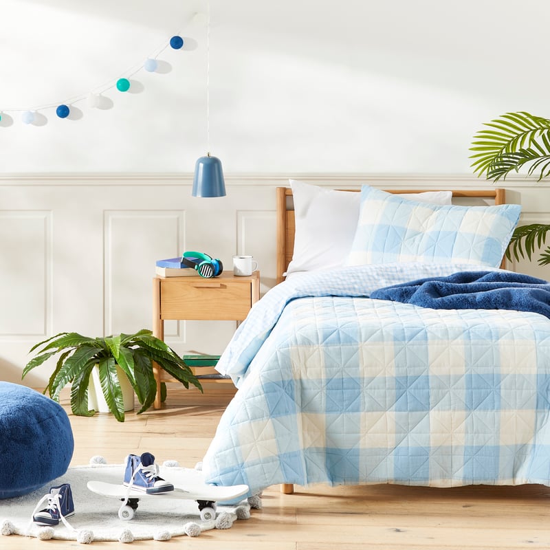 Yarn Dyed Sky Blue Gingham Quilt Cover Set