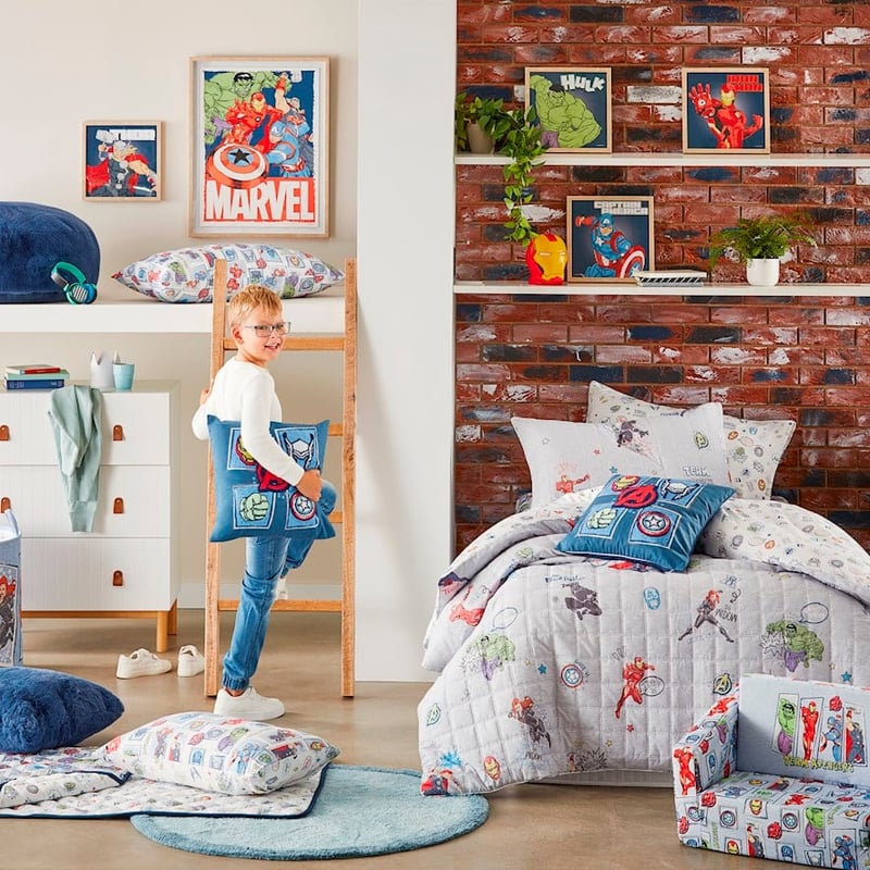 Marvel Avengers Grey Marle Quilted Quilt Cover Set