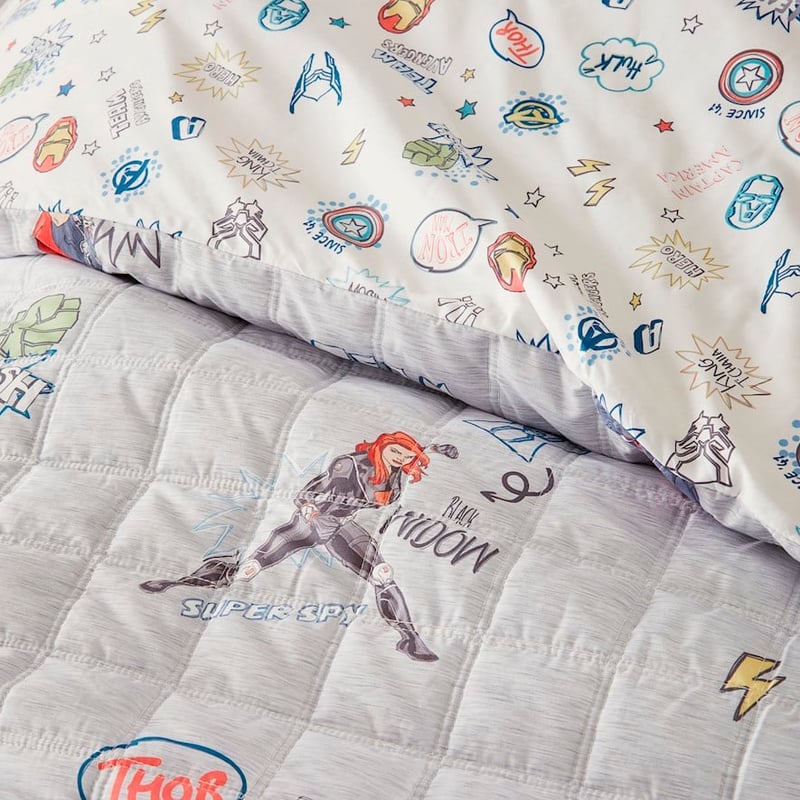 Marvel Avengers Grey Marle Quilted Quilt Cover Set