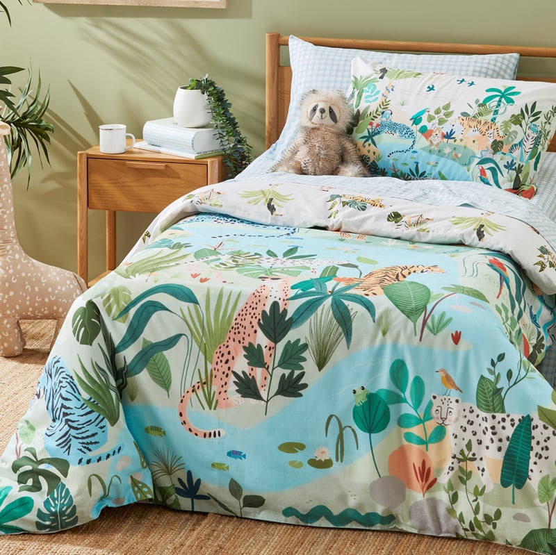 Animal Paradise Jungle Green Quilt Cover Set