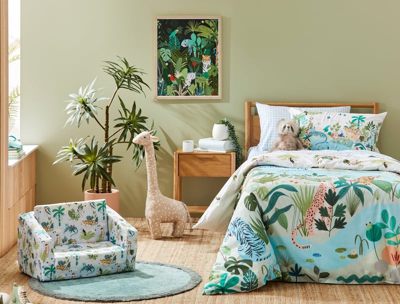 Animal Paradise Jungle Green Quilt Cover Set