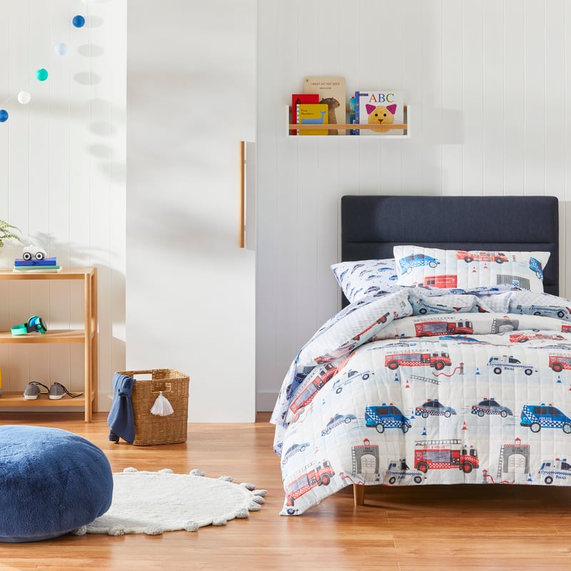 Lights and Sirens White Quilt Cover Set