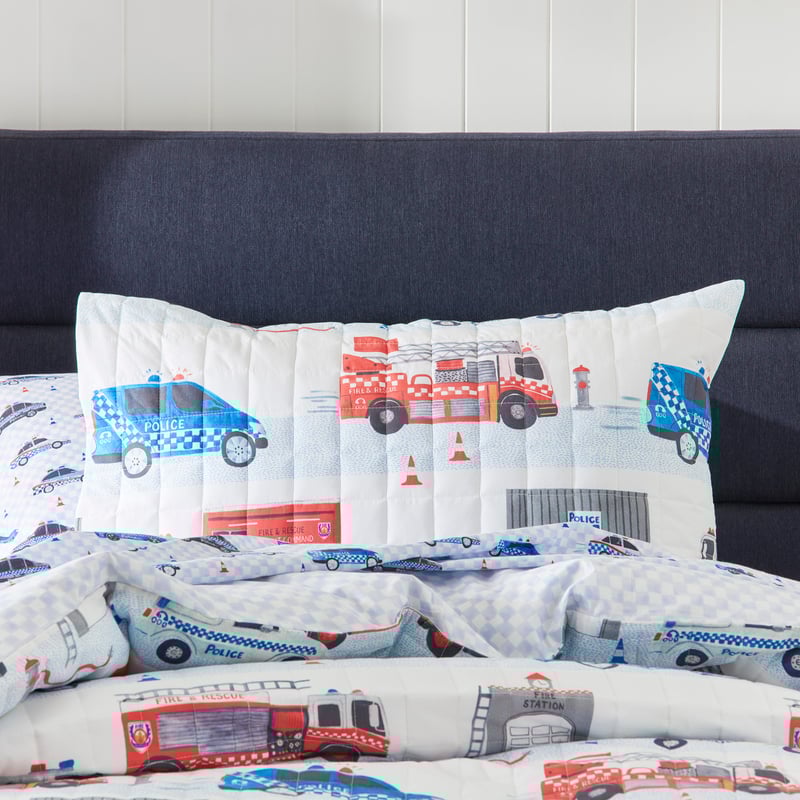 Lights and Sirens White Quilt Cover Set