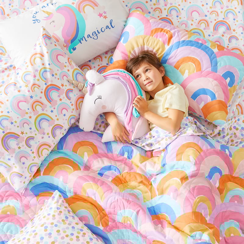 Rainbow Burst Multi Quilted Quilt Cover Set