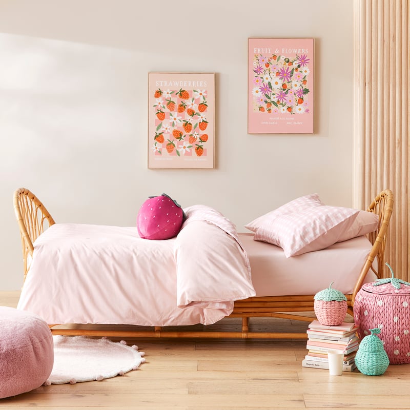 Stonewashed Cotton Gingham Pink Lemonade Quilt Cover Set