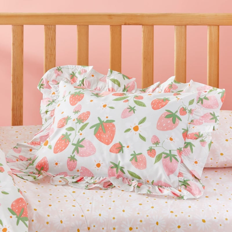 Strawberry Dreams Soft Sage Quilt Cover Set