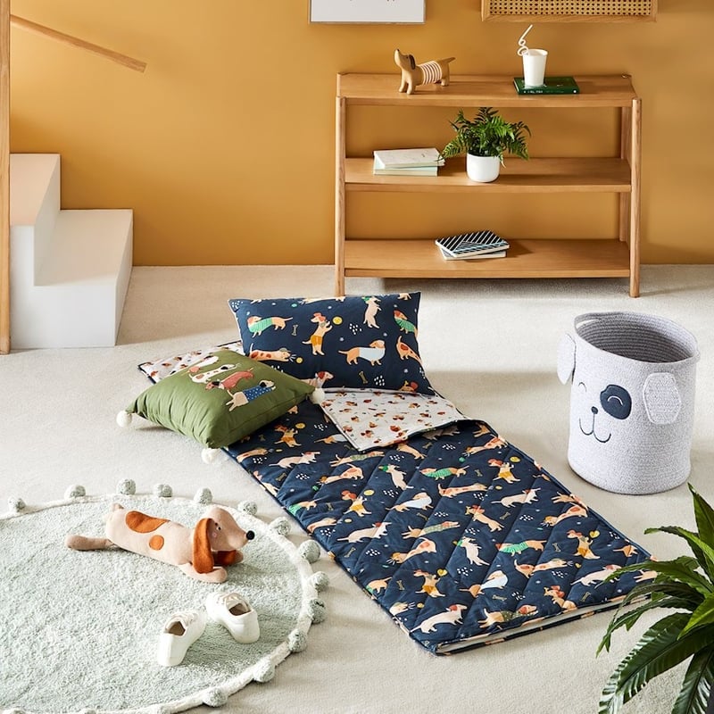 Sleepover Playful Puppies Navy Sleeping Bag