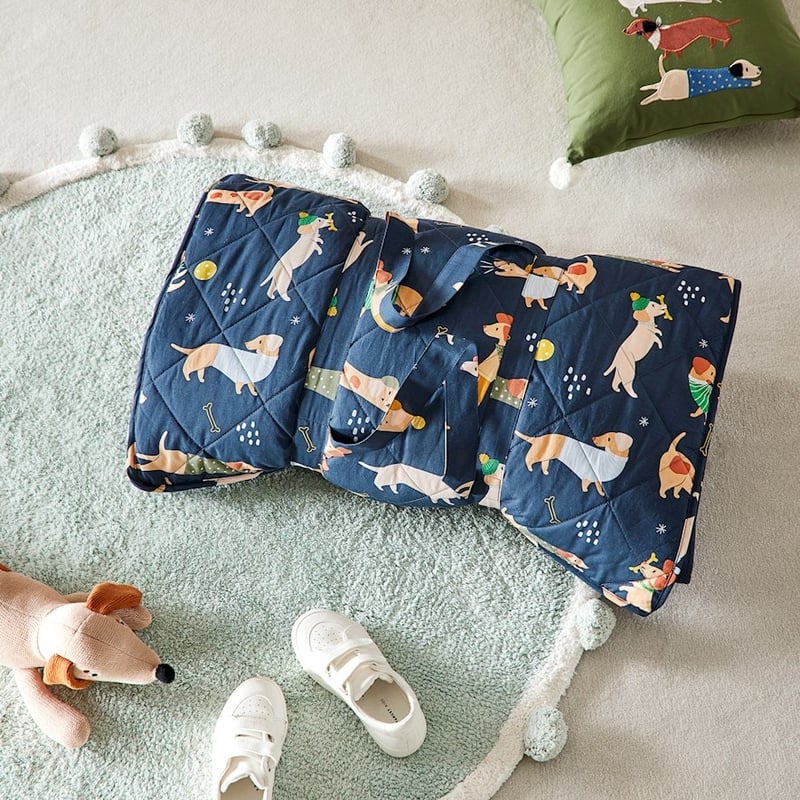 Sleepover Playful Puppies Navy Sleeping Bag